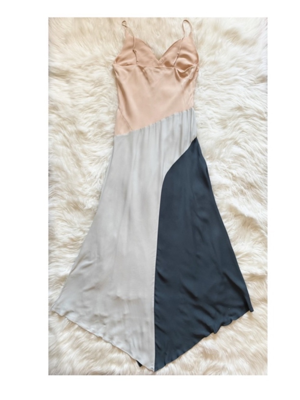 New! Reiss Hudson Asymmetric Colorblock Slip Midi Slip Dress in Multicolor - Picture 10 of 11